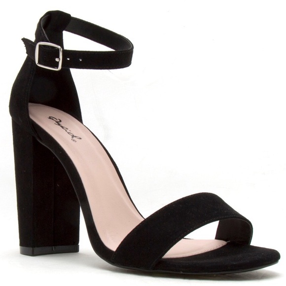 Last 1 QUPID BLACK 4” basic single ankl strap HEEL - Picture 3 of 3